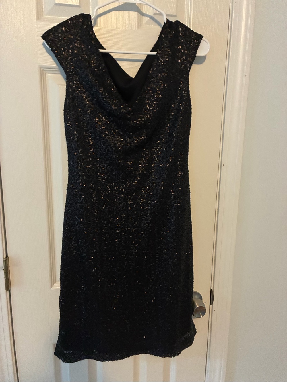 Ralph Lauren Black Sequin Mini Dress short sleeve sz 6 GUC